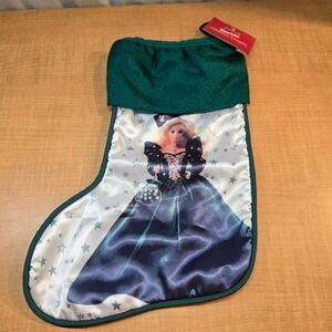 Green Holiday Barbie‎ 14" Christmas Stocking Vintage 1990s Mattel
